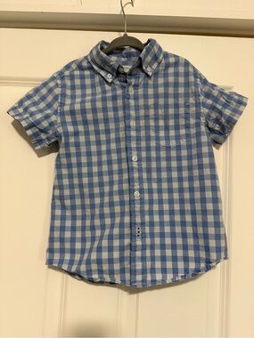 Crewcuts boy’s blue Gingham Short-Sleeve Button-Up